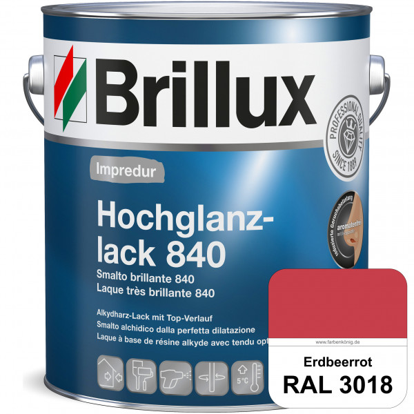 Impredur Hochglanzlack 840 (RAL 3018 Erdbeerrot) für Holz- und Metallflächen (löselmittelhaltig) inn