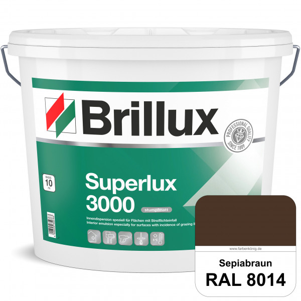 Superlux 3000 (RAL 8014 Sepiabraun) hoch deckende stumpfmatte Innen-Dispersionsfarbe - streiflichtun