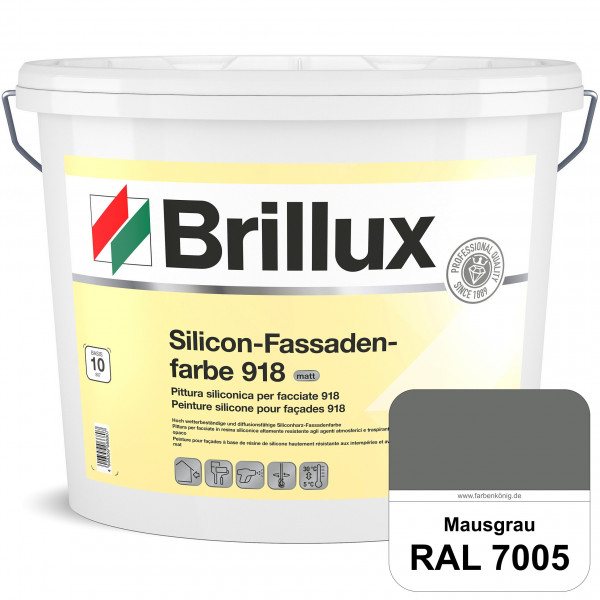 Silicon-Fassadenfarbe 918 (RAL 7005 Mausgrau) matt, hoch wetterbeständig und wasserabweisend