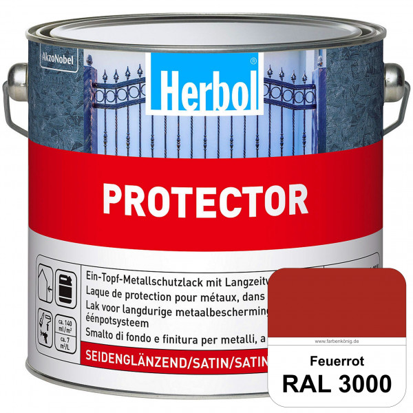 Protector (RAL 3000 Feuerrot) Seidenglänzende Spezialbeschichtung für Eisen- und NE-Metalle (außen)