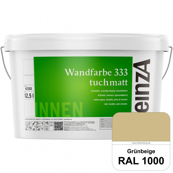 einzA Wandfarbe 333 tuchmatt (RAL 1000 Grünbeige) Hochdeckende, waschbeständige Wandfarbe