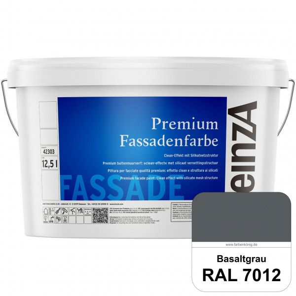 einzA Premium Fassadenfarbe (RAL 7012 Basaltgrau) Hochwertige Fassadenfarbe mit Clean-Effekt