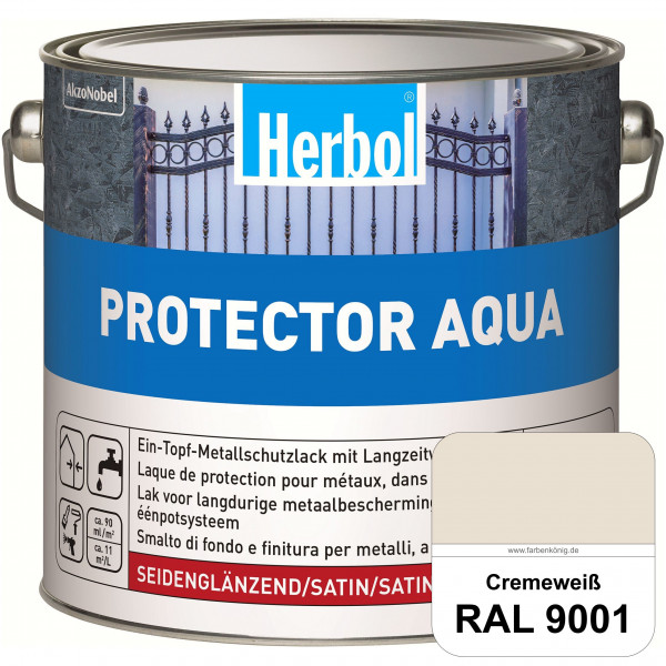 Protector Aqua (RAL 9001 Cremeweiß) Lack für Eisen, Stahl und NE-Metalle (Innen&Außen)