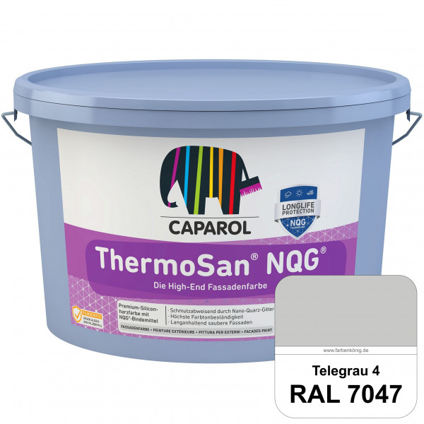 ThermoSan NQG (RAL 7047 Telegrau 4) schmutzabweisende Siliconharz Fassadenfarbe mit Algen- und Pilzs