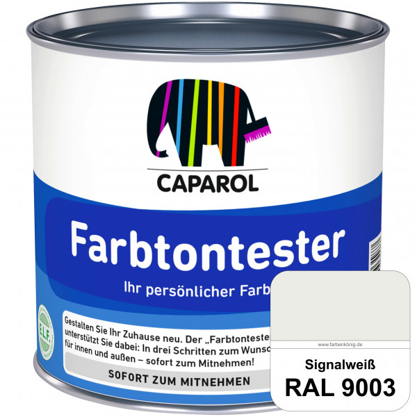 Farbtontester (RAL 9003 Signalweiß) Individuell abgetönte Dispersionsfarbe zum Anlegen von Farbtonmu