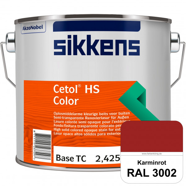 Cetol HS Color (RAL 3002 Karminrot) Dekorative semi-transparente Lasur (lösemittelhaltig) für außen.