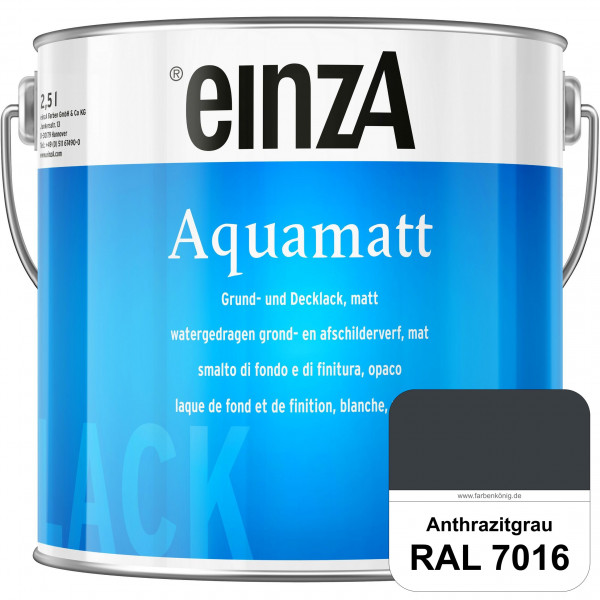 einzA Aquamatt (RAL 7016 Anthrazitgrau) Wasserverdünnbare Vorstreichfarbe & matte Lackfarbe