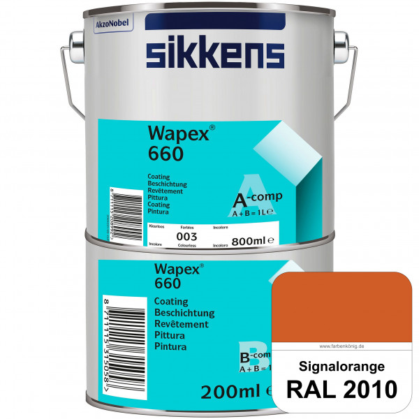 Wapex 660 Set (RAL 2010 Signalorange) seidenglänzende 2K-Epoxidharzlack für Böden & Wände (innen)