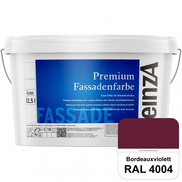 einzA Premium Fassadenfarbe (RAL 4004 Bordeauxviolett) Hochwertige Fassadenfarbe mit Clean-Effekt