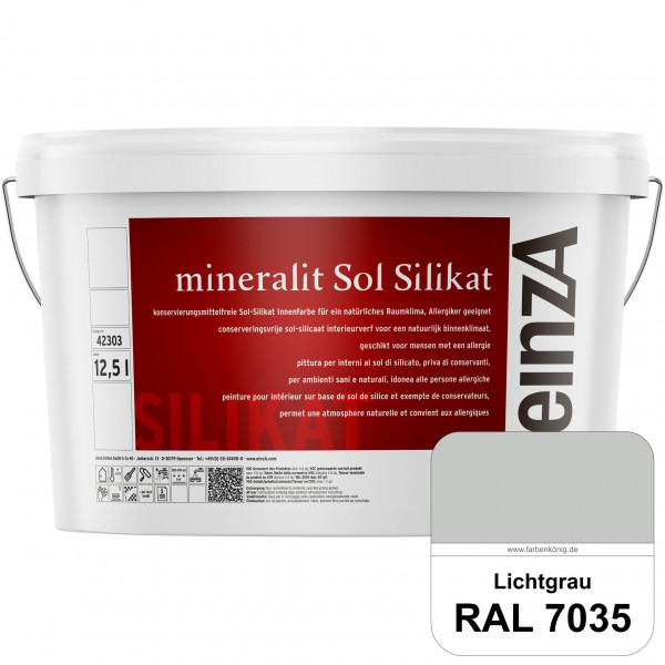 einzA mineralit Sol Silikat (RAL 7035 Lichtgrau) Sol-Silikat-Innenfarbe für Decken- und Wandflächen