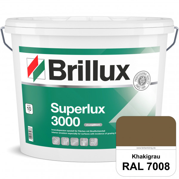 Superlux 3000 (RAL 7008 Khakigrau) hoch deckende stumpfmatte Innen-Dispersionsfarbe - streiflichtune