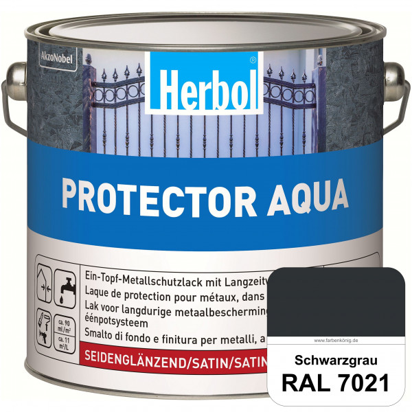 Protector Aqua (RAL 7021 Schwarzgrau) Lack für Eisen, Stahl und NE-Metalle (Innen&Außen)