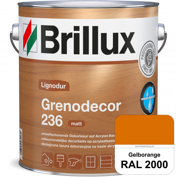 Grenodecor 236 (RAL 2000 Gelborange) Umwelt- und gesundheitsschonende, diffusionsfähige Dekorlasur m