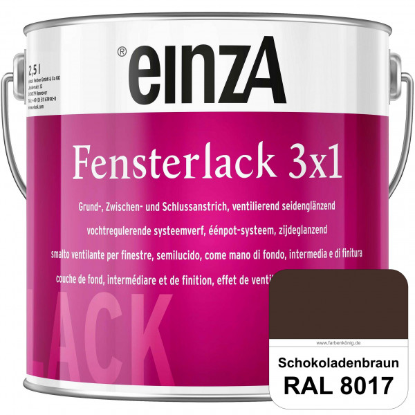 einzA Fensterlack 3 x 1 (RAL 8017 Schokoladenbraun) wetterbeständiger & seidenglänzender Fensterlack