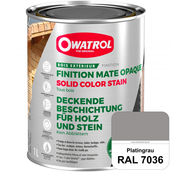 Solid Color Stain (RAL 7036 Platingrau) deckende und matte Wetterschutzfarbe außen
