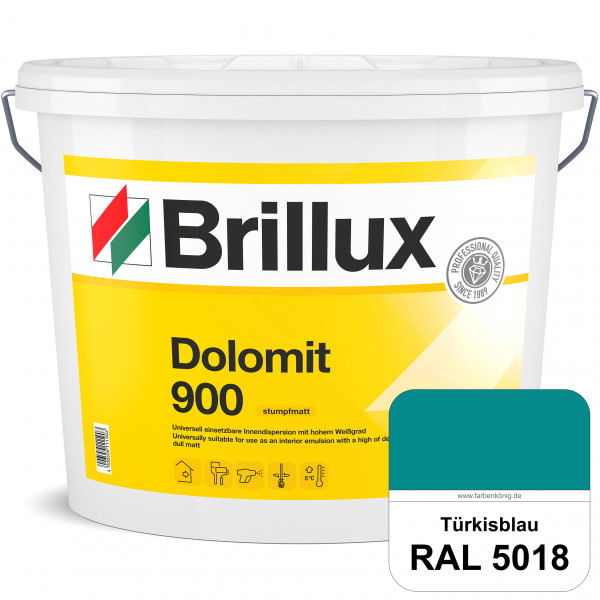 Dolomit 900 (RAL 5018 Türkisblau) stumpfmatte Innen-Dispersionsfarbe mit gutem Deckvermögen