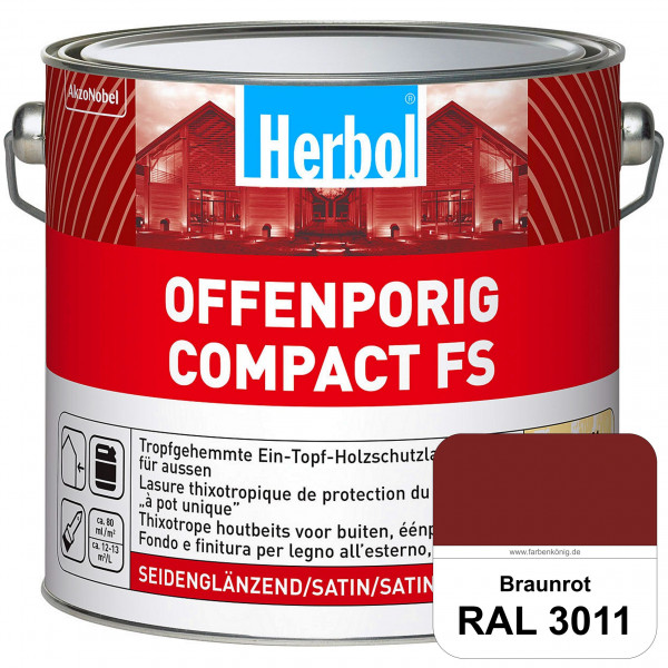 Offenporig Compact FS (RAL 3011 Braunrot) Rationelle & thixotrope Ein-Topf-Holzlasur (außen)