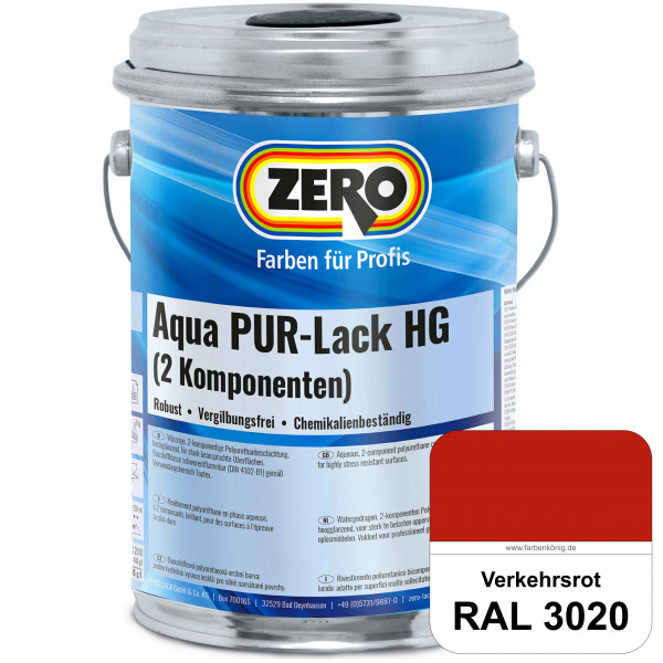 Aqua PUR-Lack HG inkl. Härter (RAL 3020 Verkehrsrot)