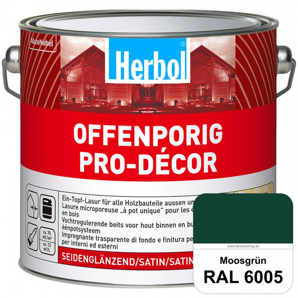 Herbol Offenporig Pro-Décor (RAL 6005 Moosgrün) Hochwertige Ein-Topf-Holzlasur mit 2-Phasen-UV-Schut