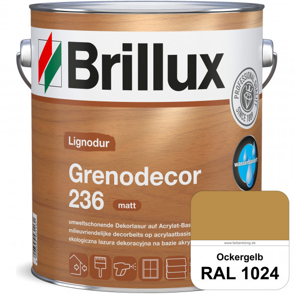 Grenodecor 236 (RAL 1024 Ockergelb) Umwelt- und gesundheitsschonende, diffusionsfähige Dekorlasur mi