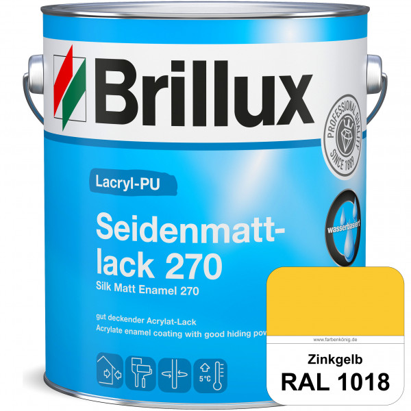 Lacryl-PU Seidenmattlack 270 (RAL 1018 Zinkgelb) PU-verstärkt (wasserbasiert) für außen und innen