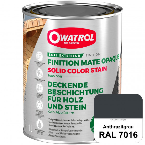 Solid Color Stain (B-Ware) - 2,5 Liter (RAL 7016 Anthrazitgrau)