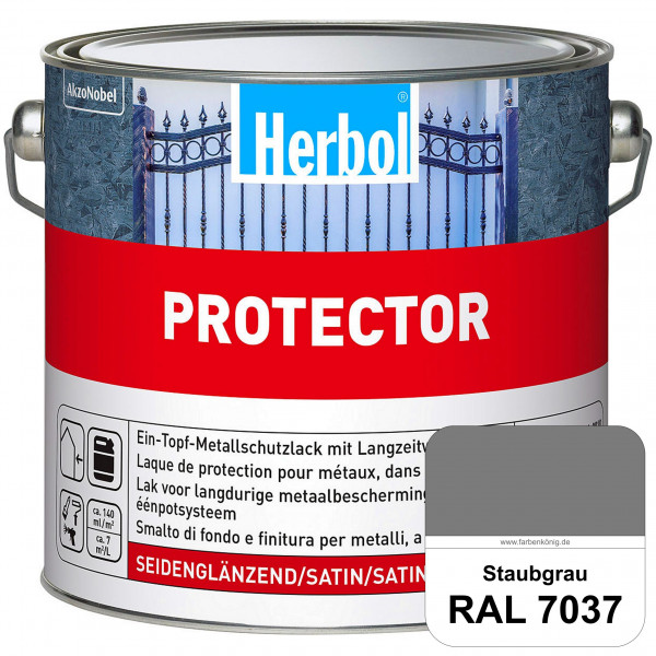 Protector (RAL 7037 Staubgrau) Seidenglänzende Spezialbeschichtung für Eisen- und NE-Metalle (außen)