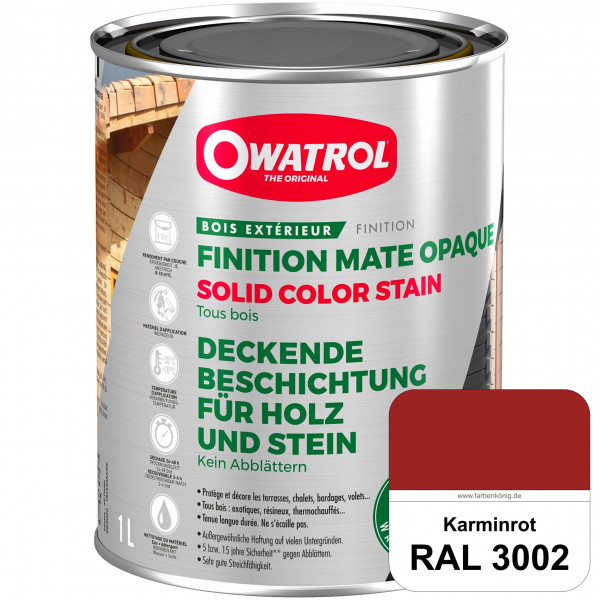 Solid Color Stain (RAL 3002 Karminrot) deckende und matte Wetterschutzfarbe außen