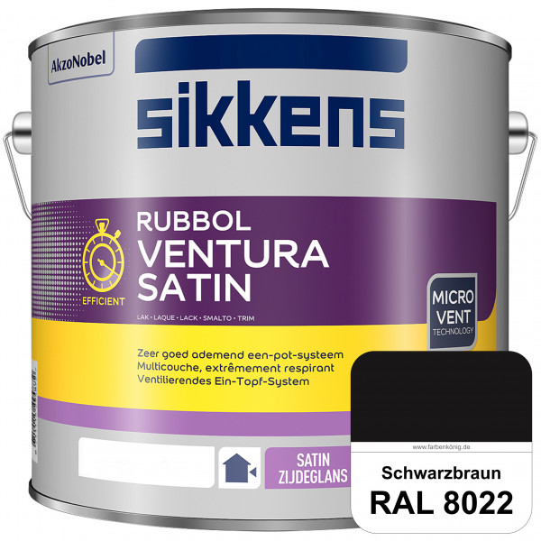 Rubbol Ventura Satin (RAL 8022 Schwarzbraun) Seidenglanzlack (lösemittelhaltig) Fenster & Türen auße