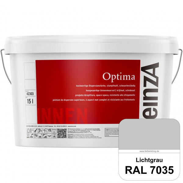 einzA Optima (RAL 7035 Lichtgrau) Stumpfmatte Dispersionsfarbe für hochwertige Anstriche