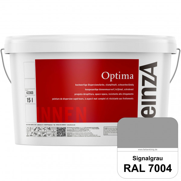 einzA Optima (RAL 7004 Signalgrau) Stumpfmatte Dispersionsfarbe für hochwertige Anstriche