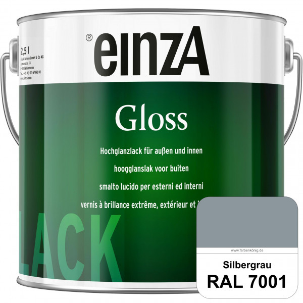 einzA Gloss (RAL 7001 Silbergrau) Hochwertiger Alkydharzlack in Premium-Qualität, hochglänzend.