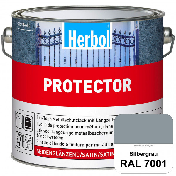 Protector (RAL 7001 Silbergrau) Seidenglänzende Spezialbeschichtung für Eisen- und NE-Metalle (außen