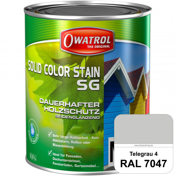 Solid Color Stain SG (RAL 7047 Telegrau 4) deckende und seidenglänzende Wetterschutzfarbe außen