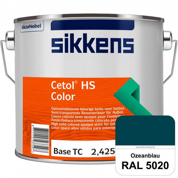 Cetol HS Color (RAL 5020 Ozeanblau) Dekorative semi-transparente Lasur (lösemittelhaltig) für außen.