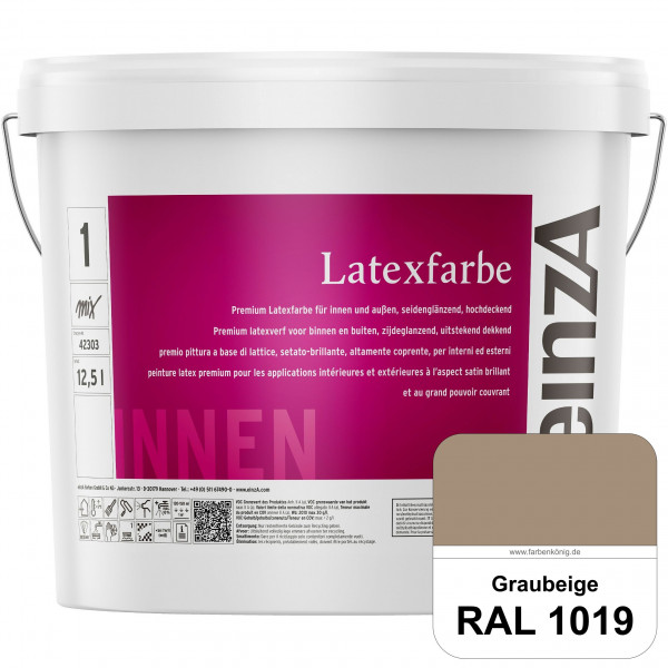 einzA Latexfarbe Premium (RAL 1019 Graubeige) Hochwertige scheuerbeständige seidenglänzende Latexfar