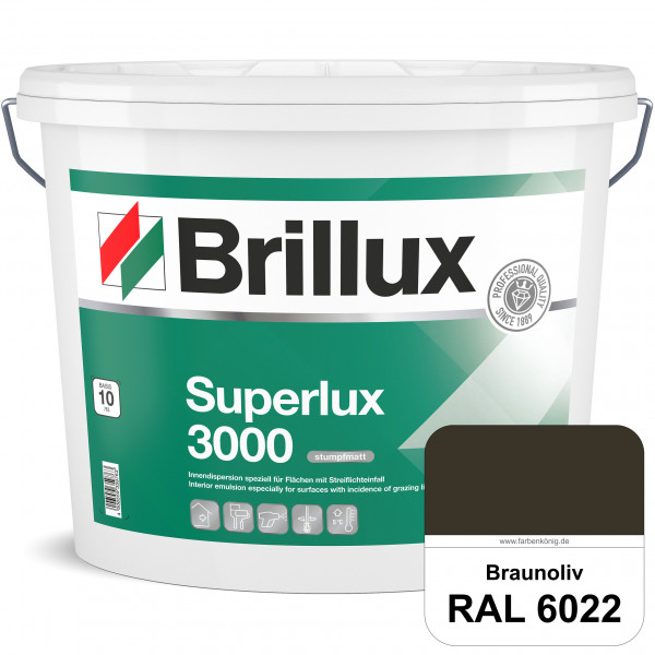 Superlux 3000 (RAL 6022 Braunoliv) hoch deckende stumpfmatte Innen-Dispersionsfarbe - streiflichtune