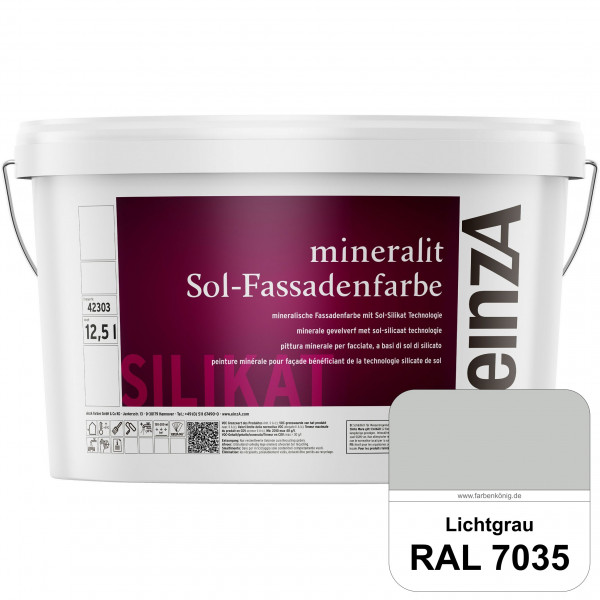 einzA mineralit Sol Fassadenfarbe (RAL 7035 Lichtgrau) mineralische Fassadenfarbe mit Sol-Silikat Te