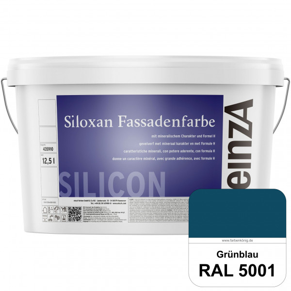 einzA Siloxan Fassadenfarbe (RAL 5001 Grünblau) Siliconvergütete Fassadenfarbe