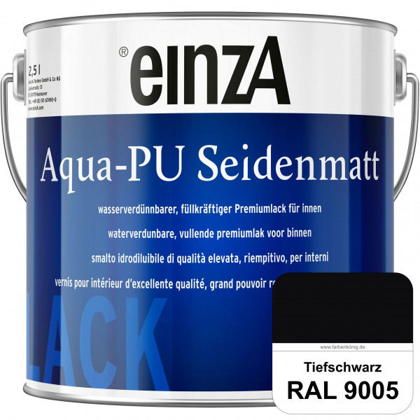 einzA Aqua-PU seidenmatt (RAL 9005 Tiefschwarz) wasserverdünnbarer Premiumlack für innen