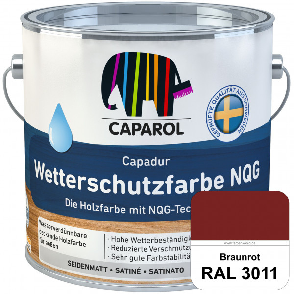 Capadur Wetterschutzfarbe NQG (RAL 3011 Braunrot) Holzfarbe mit NQG-Technologie wasserbasiert für au