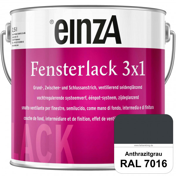 einzA Fensterlack 3 x 1 (B-Ware) - 1 Liter (RAL 7016 Anthrazitgrau)