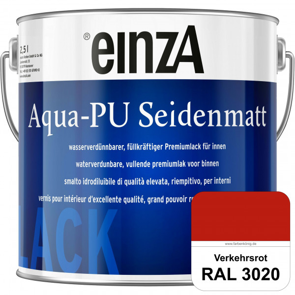 einzA Aqua-PU seidenmatt (RAL 3020 Verkehrsrot) wasserverdünnbarer Premiumlack für innen