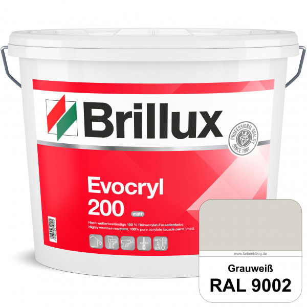 Evocryl 200 (RAL 9002 Grauweiß) Verschmutzungsunempfindliche 100% Reinacrylat Fassadenfarbe