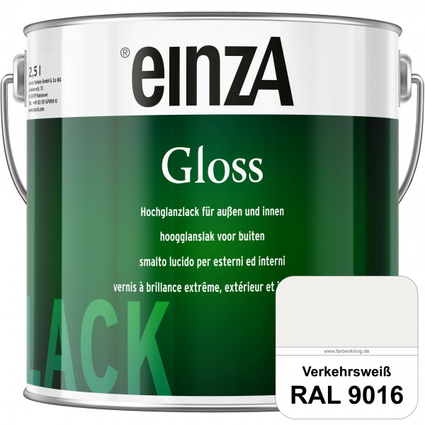 einzA Gloss (RAL 9016 Verkehrsweiß) Hochwertiger Alkydharzlack in Premium-Qualität, hochglänzend.