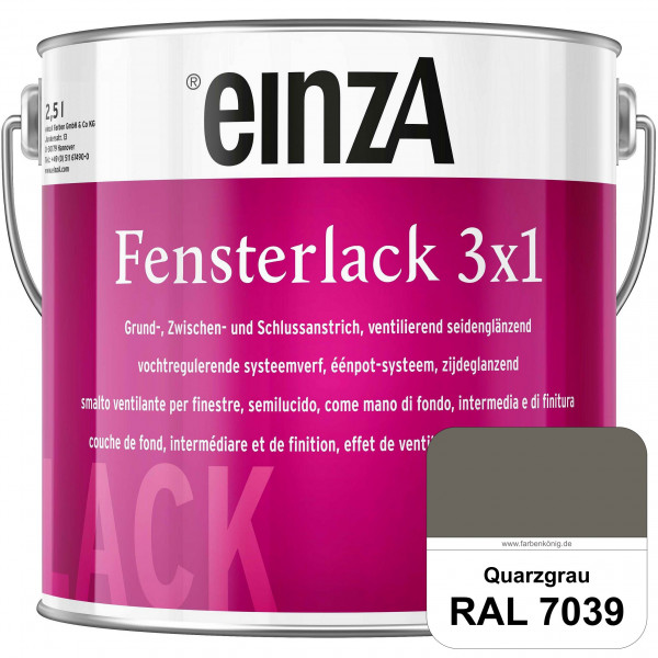 einzA Fensterlack 3 x 1 (RAL 7039 Quarzgrau) wetterbeständiger & seidenglänzender Fensterlack