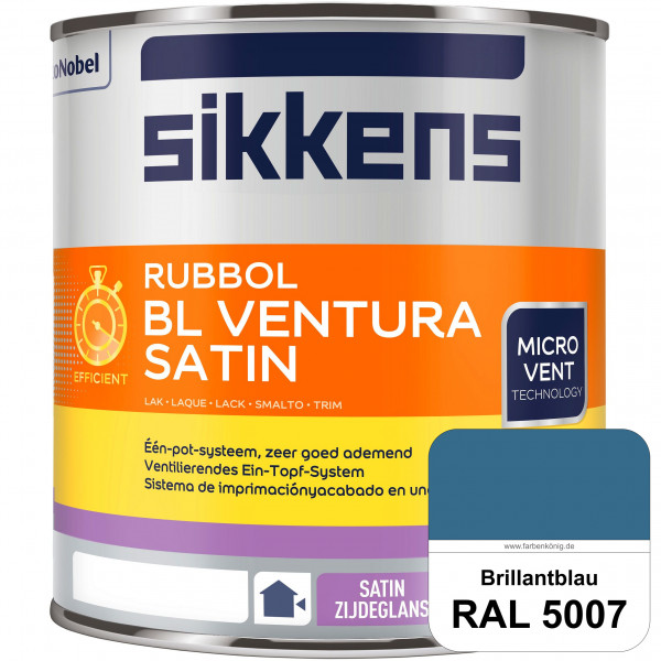 Rubbol BL Ventura Satin (RAL 5007 Brillantblau) Seidenglanzlack (wasserbasiert) Fenster außen