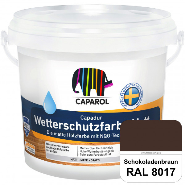 Capadur Wetterschutzfarbe Matt (RAL 8017 Schokoladenbraun) matte Holzfarbe mit NQG-Technologie für a