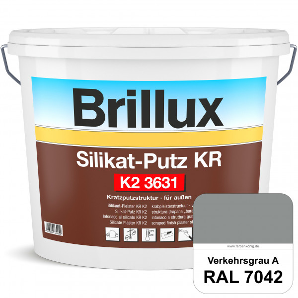 Silikat-Putz KR K2 3631 (RAL 7042 Verkehrsgrau A) Dekorativer Kratzputz auf Silikatbasis
