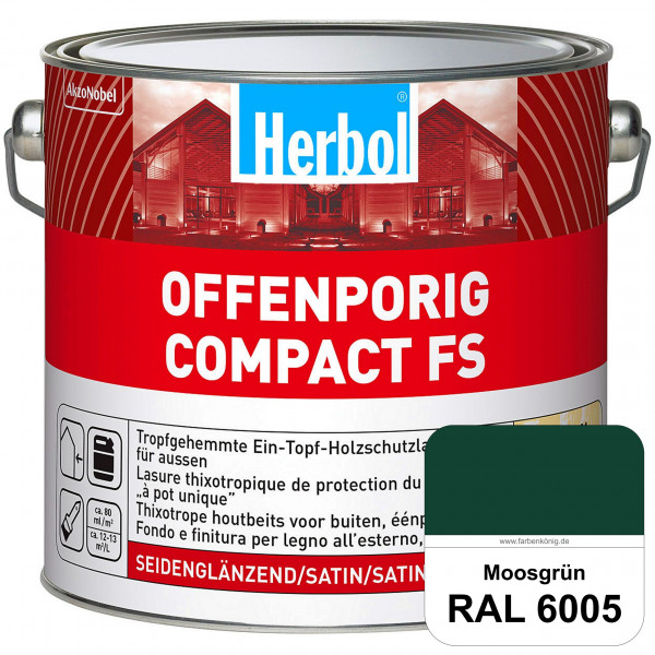 Offenporig Compact FS (RAL 6005 Moosgrün) Rationelle & thixotrope Ein-Topf-Holzlasur (außen)